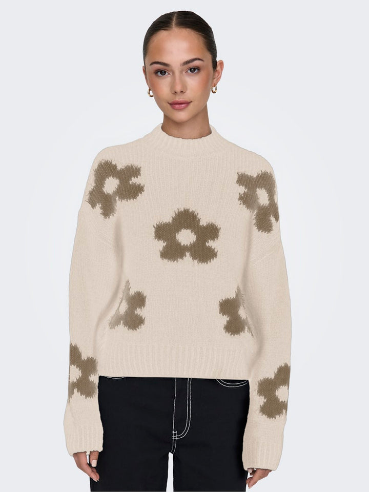 Jdykilian Flower L/s Pullover Knt - Ecru Dessin