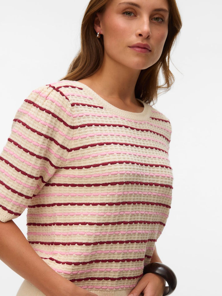 Vmmonica 2/4 O-neck Pullover Boo - Ecru Dessin
