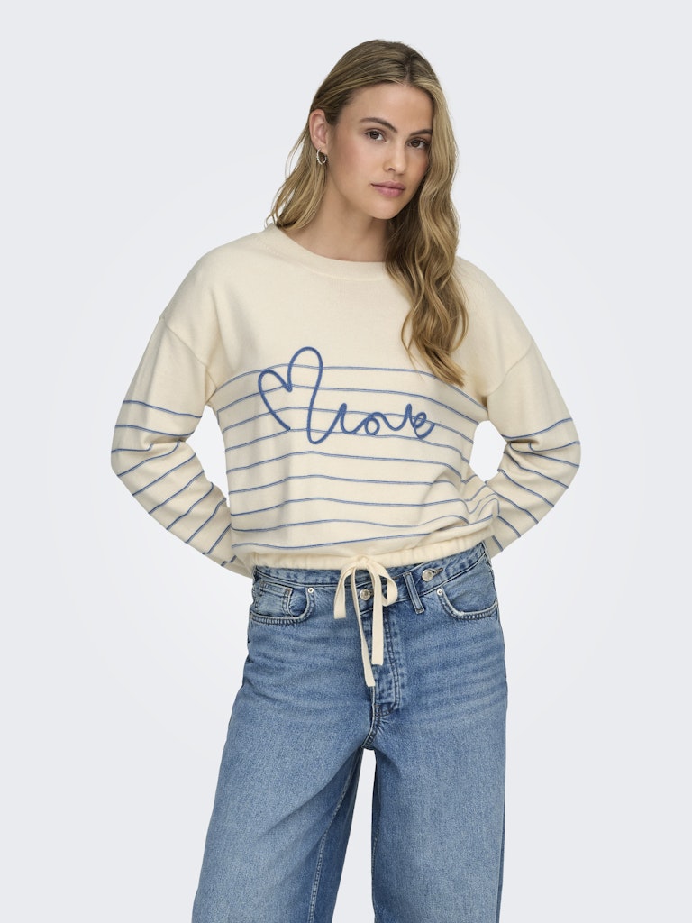 Onlsigne Life Ls Text Detai Oneck Cc Knt - Ecru Dessin