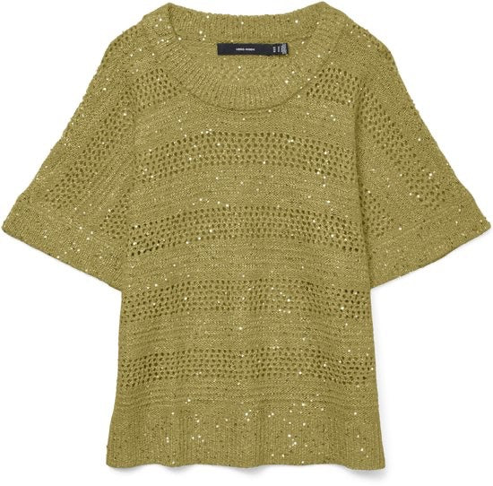 Vmleilani Stripe Ss O-neck Pullover - Olijf
