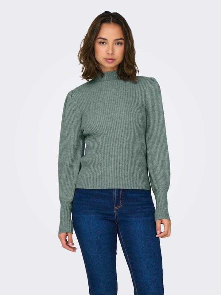 Onlkatia L/s Highneck Pullover Knt Noos - Oud Groen