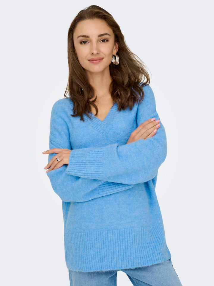 Jdymarina L/s V-neck Pullover Knt - Lichtblauw