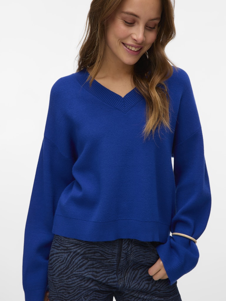 Vmgold Art Ls V-neck Pullover - Kobalt