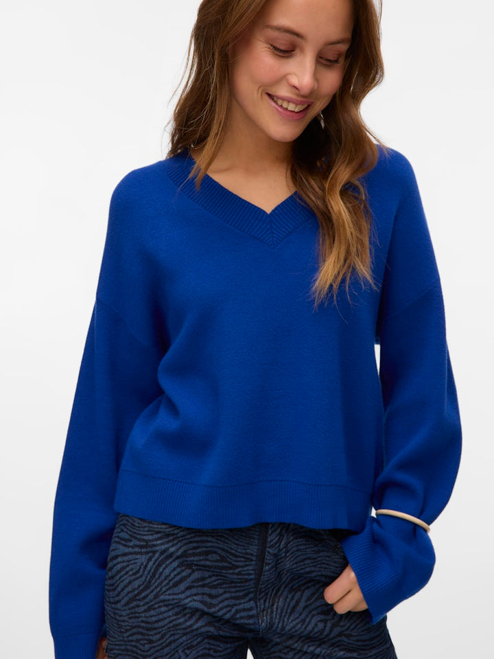 Vmgold Art Ls V-neck Pullover - Kobalt