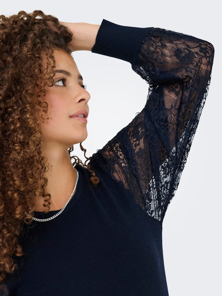 Onlperry Life Ls Mix O-neck Knt - Navy