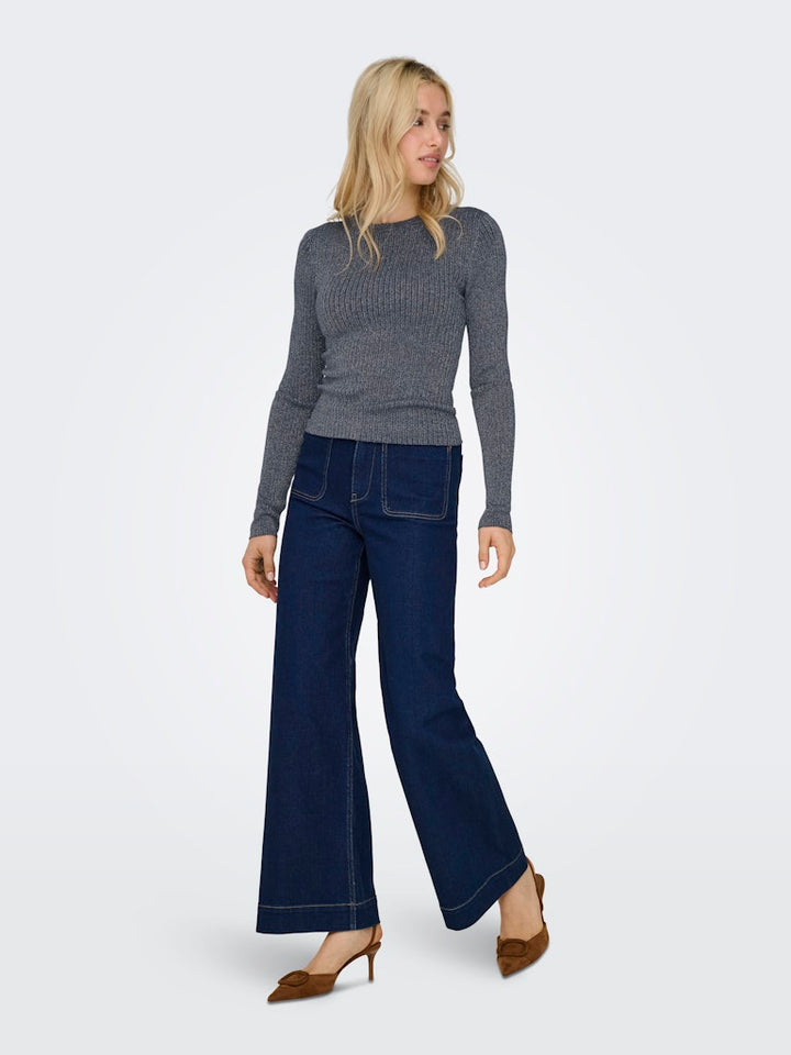 Jdyplum Lurex L/s O-neck Pullover Knt - Navy