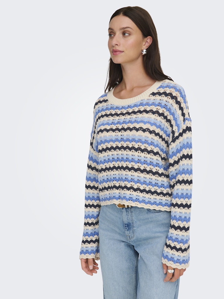Onlasa Ls O-neck Knt Nca - Blauw Dessin