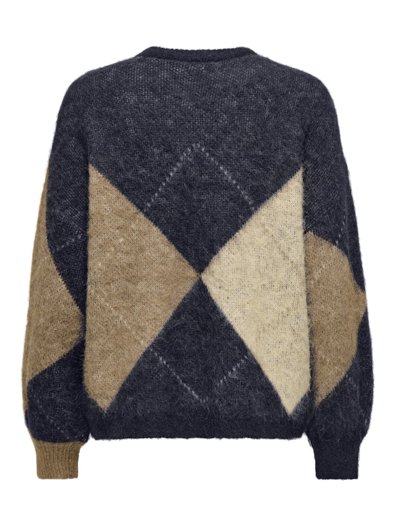 Onlnoeme Life Ls Jq O-neck Knt - Blauw Dessin