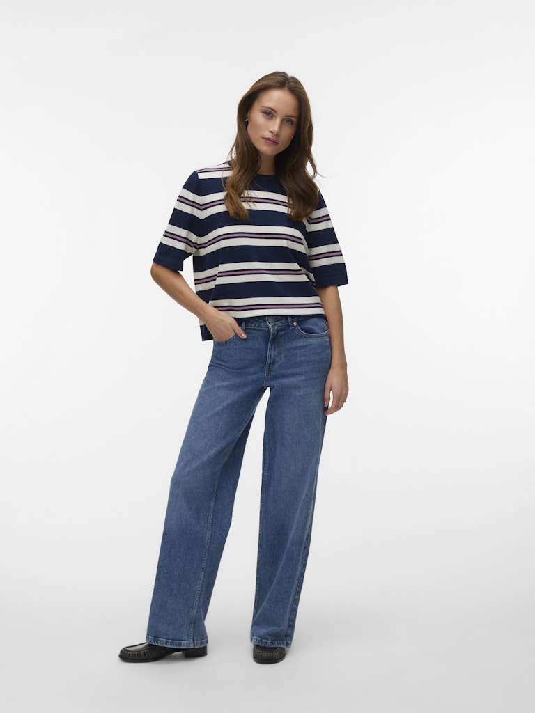 Vmsilje 2/4 O-nck Oversize Pull Ga Noos - Blauw Dessin
