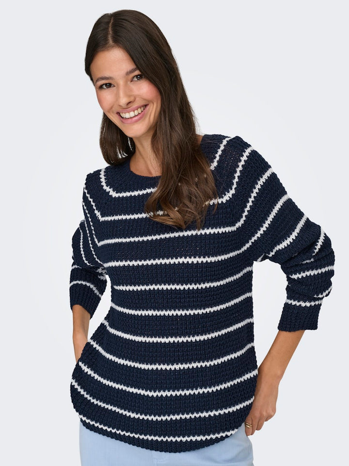 Jdyellen L/s Oneck Raglan Pullover Knt - Blauw Dessin