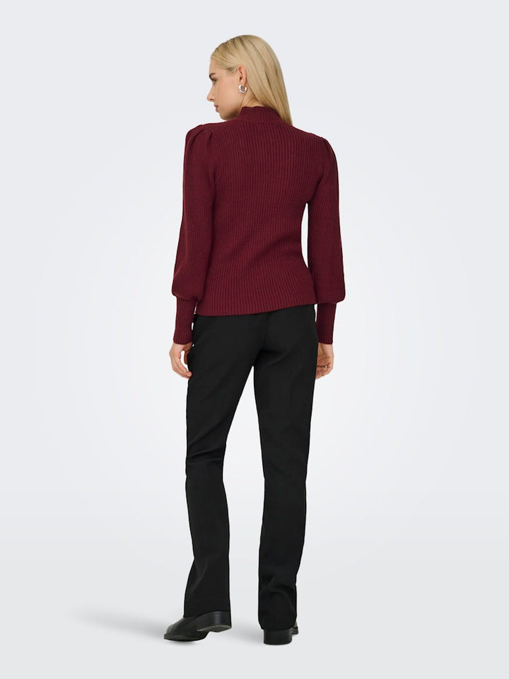 Onlkatia L/s Highneck Pullover Knt Noos - Wijnrood