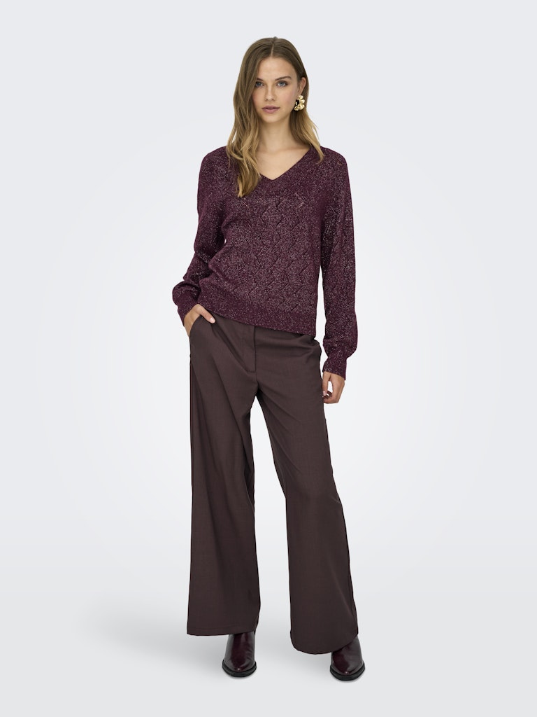 Jdyaspen Life Ls V-neck Pullover Knt - Bordeaux