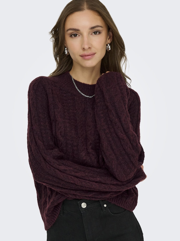 Jdysilja L/s Hn Cable Pullover Knt - Bordeaux