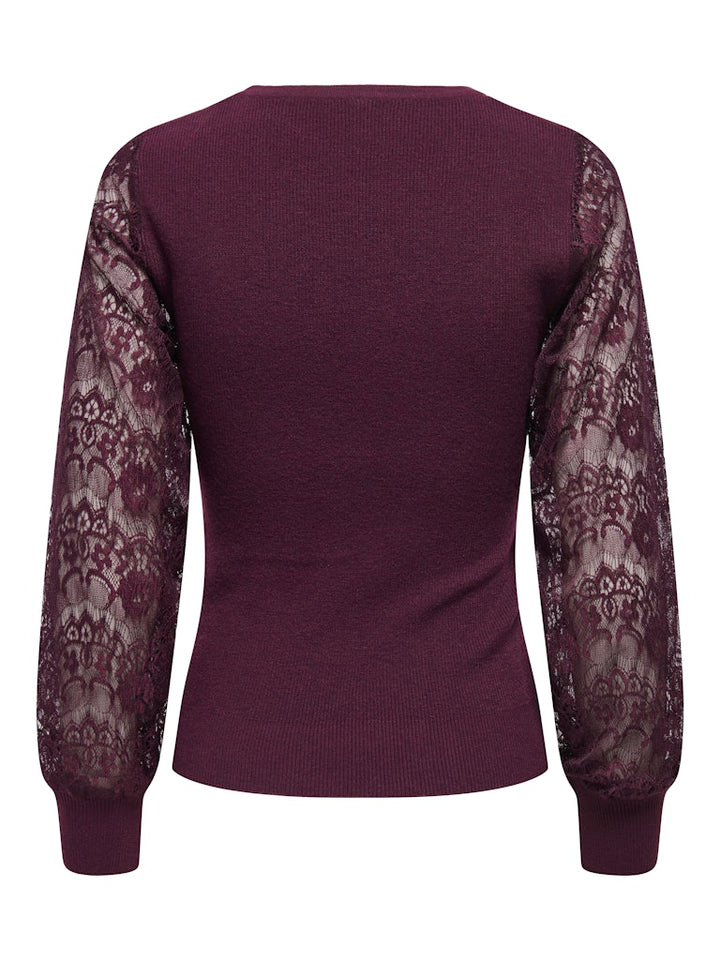 Onlperry Life Ls Mix O-neck Knt - Bordeaux