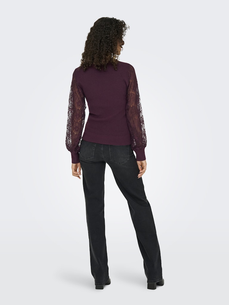 Onlperry Life Ls Mix O-neck Knt - Bordeaux