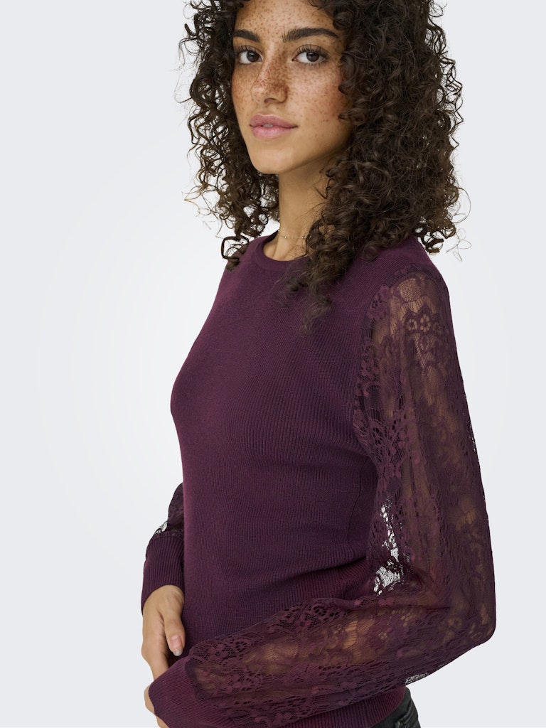 Onlperry Life Ls Mix O-neck Knt - Bordeaux