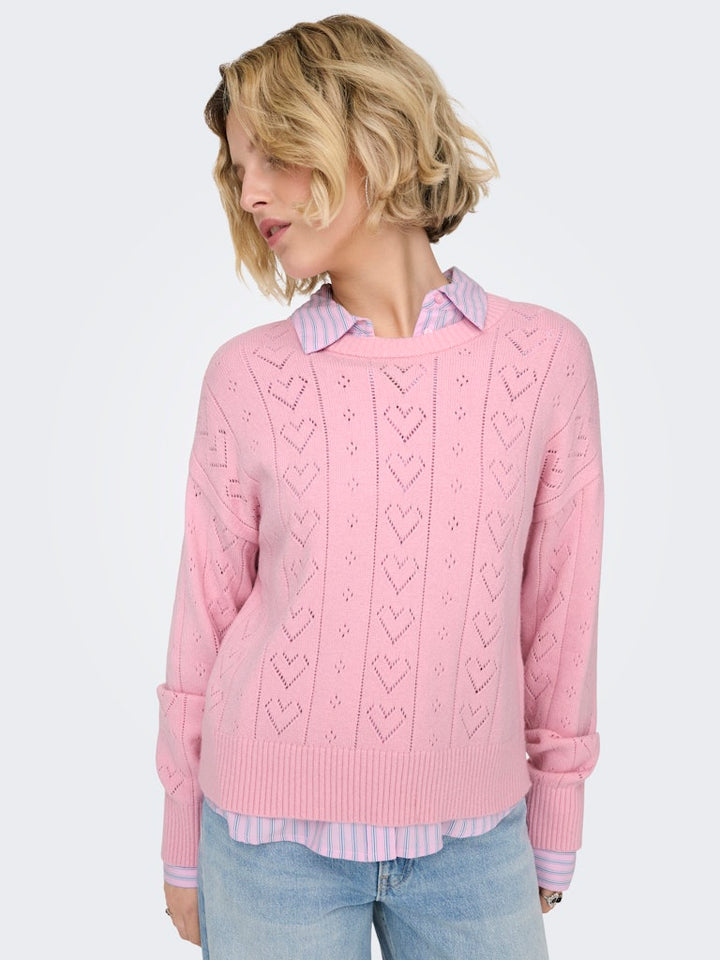 Onlisa Life Ls Struct Boxy Oneck Cc Knt - Roze