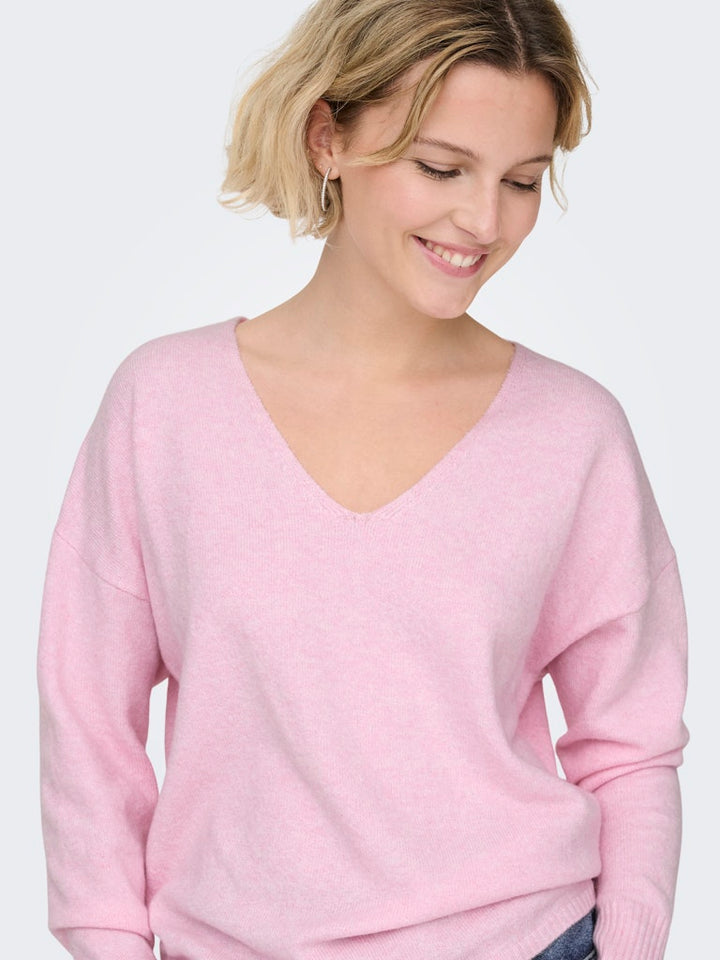 Onlrica L/s V-neck Pullo Knt Noos - Licht Roze