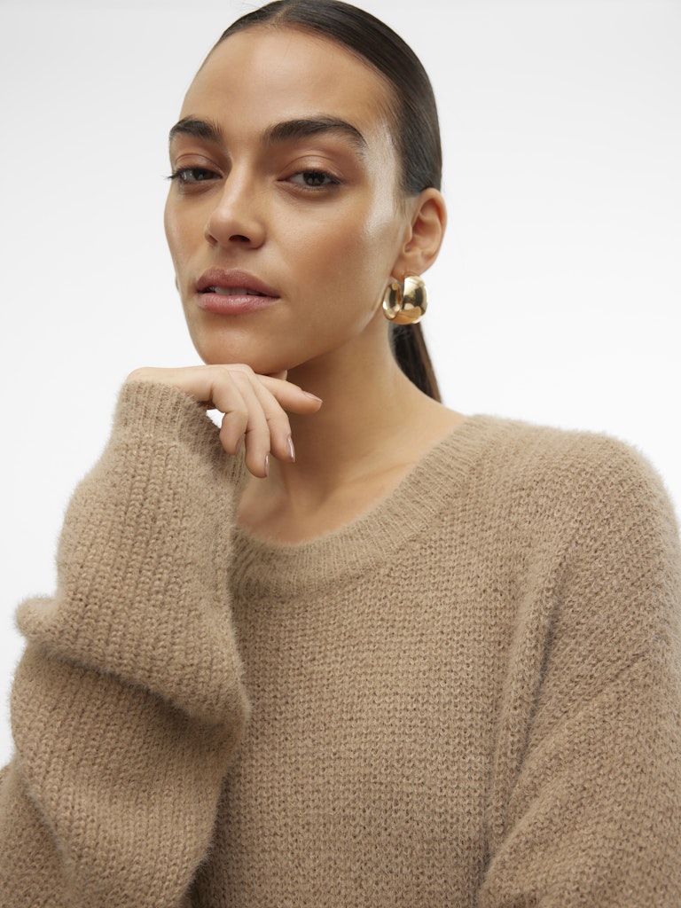 Vmpuff Ls O-neck Pullover Boo - Taupe