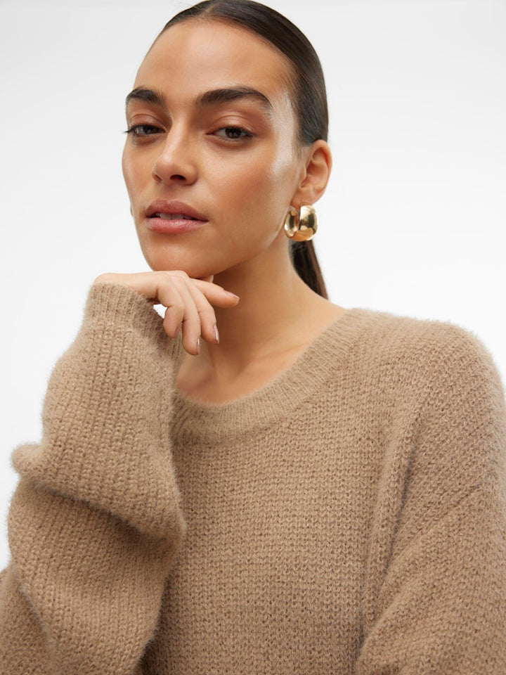 Vmpuff Ls O-neck Pullover Boo - Taupe