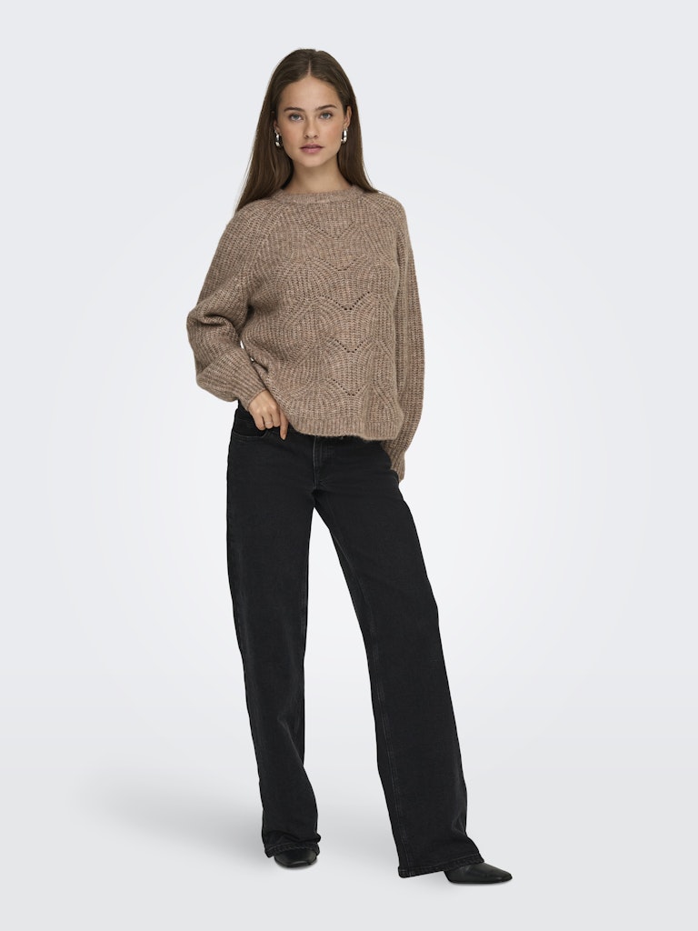 Onlgila Life Ls Structure O-neck Bf Knt - Bruin Melee