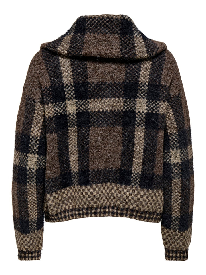 Onlmaroon Ls Zip Collar Cardigan Knt - Bruin Dessin