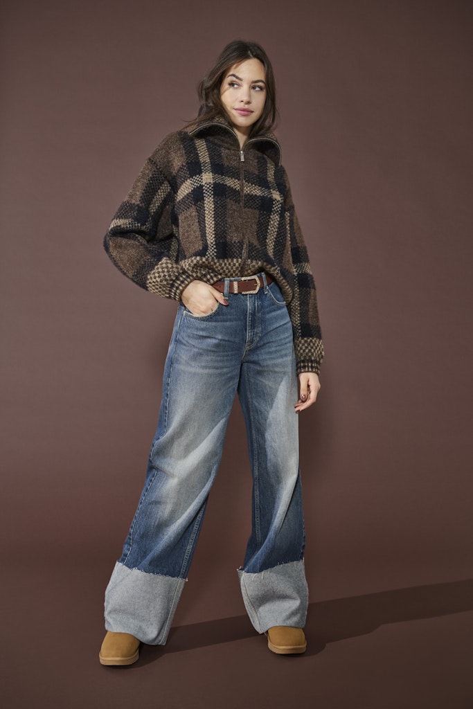 Onlmaroon Ls Zip Collar Cardigan Knt - Bruin Dessin