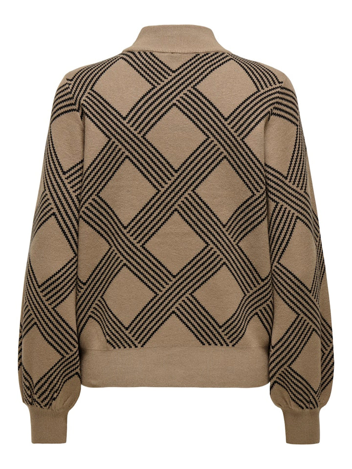 Onlanny Ls Jq O-neck Knt - Bruin Dessin