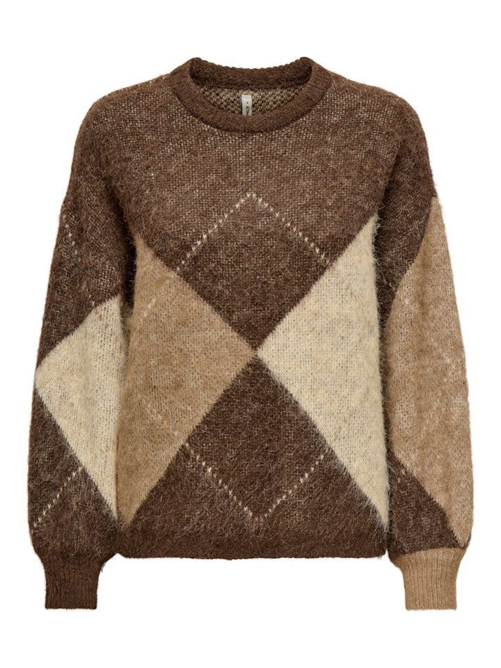 Onlnoeme Life Ls Jq O-neck Knt - Bruin Dessin