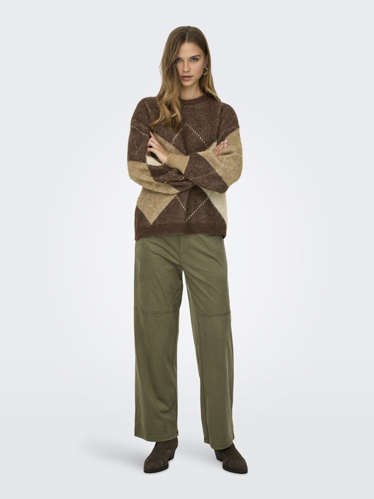 Onlnoeme Life Ls Jq O-neck Knt - Bruin Dessin