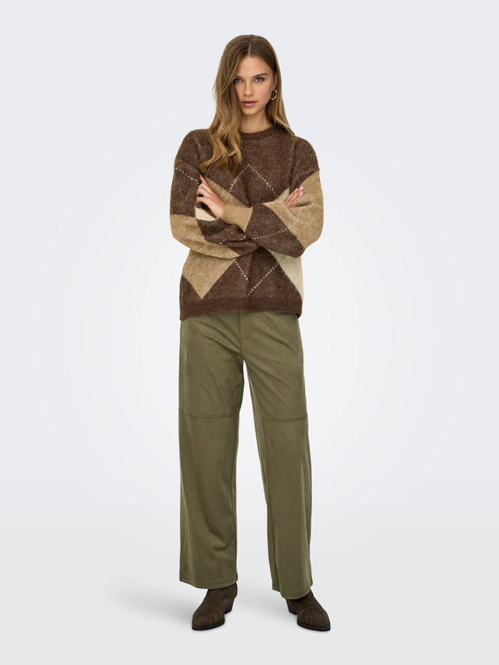 Onlnoeme Life Ls Jq O-neck Knt - Bruin Dessin