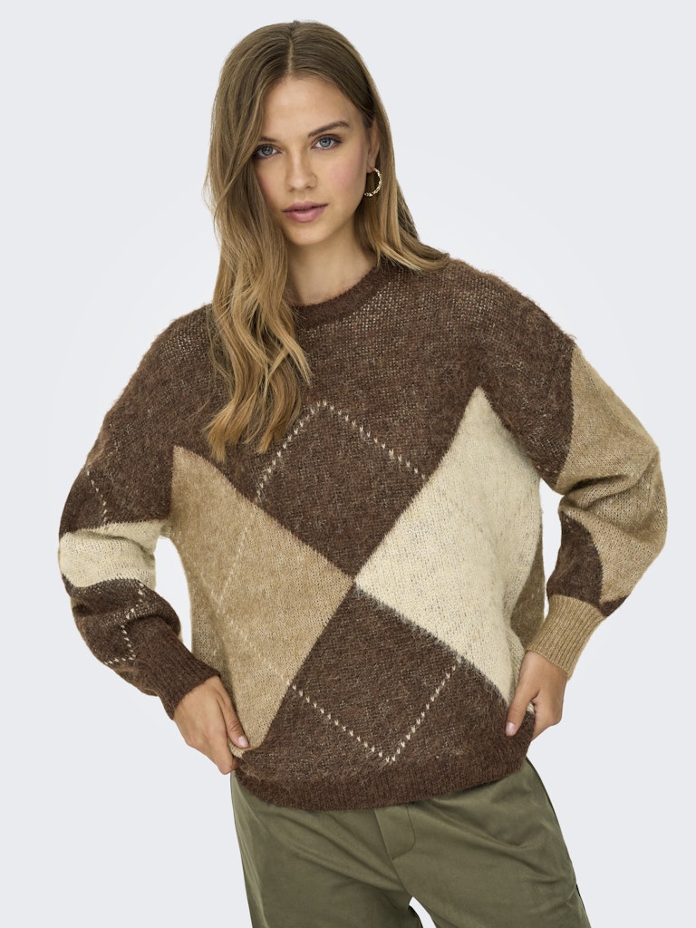 Onlnoeme Life Ls Jq O-neck Knt - Bruin Dessin