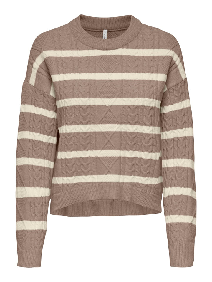 Onlkatia Ls Cable O-neck Pullover Cc Knt - Bruin Dessin