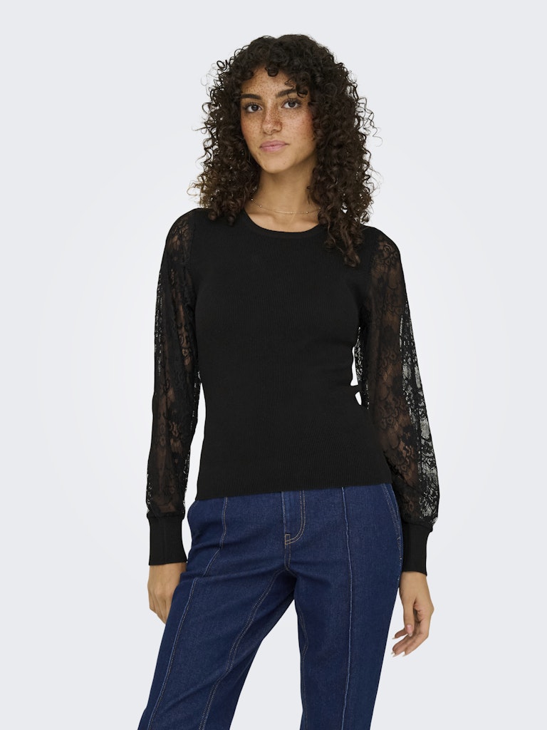 Onlperry Life Ls Mix O-neck Knt - Zwart