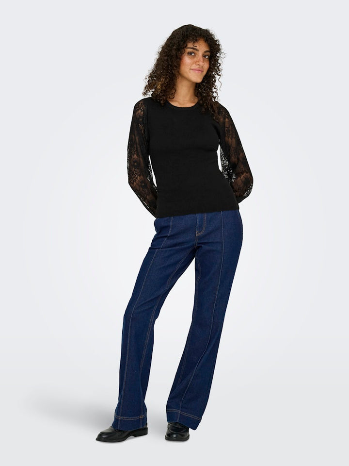 Onlperry Life Ls Mix O-neck Knt - Zwart