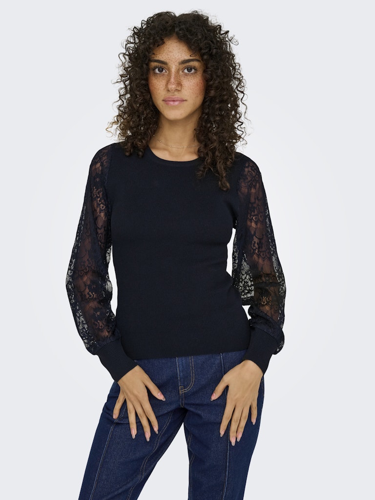 Onlperry Life Ls Mix O-neck Knt - Zwart