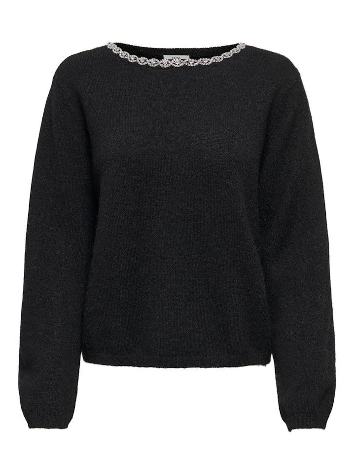 Jdyalva Life L/s Embellish Pullover Knt - Zwart