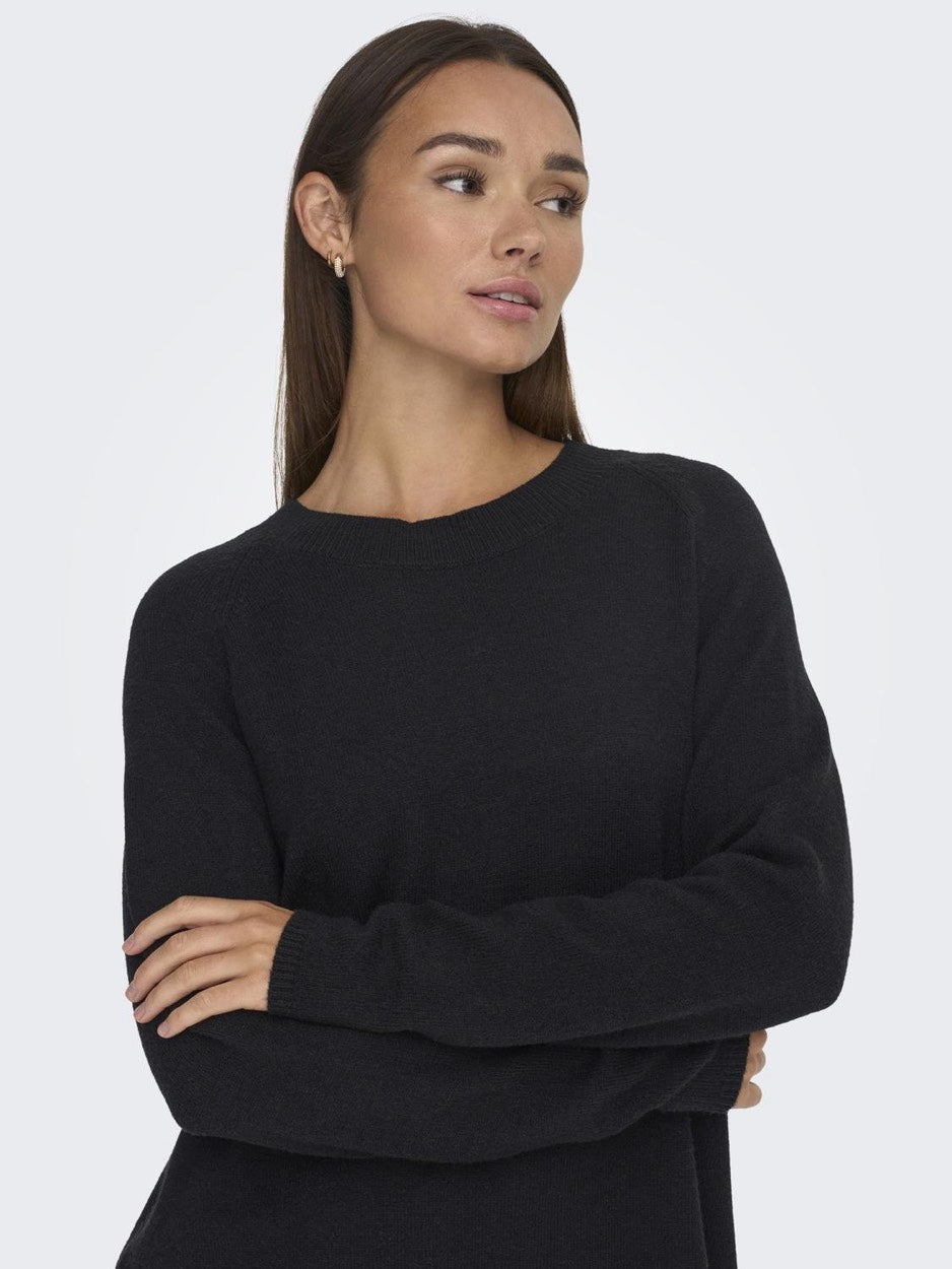 Jdymarco L/s O-neck Slit Pull Knt N - Zwart
