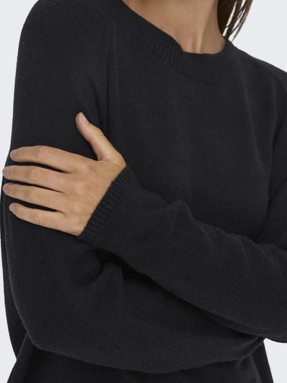 Jdymarco L/s O-neck Slit Pull Knt N - Zwart