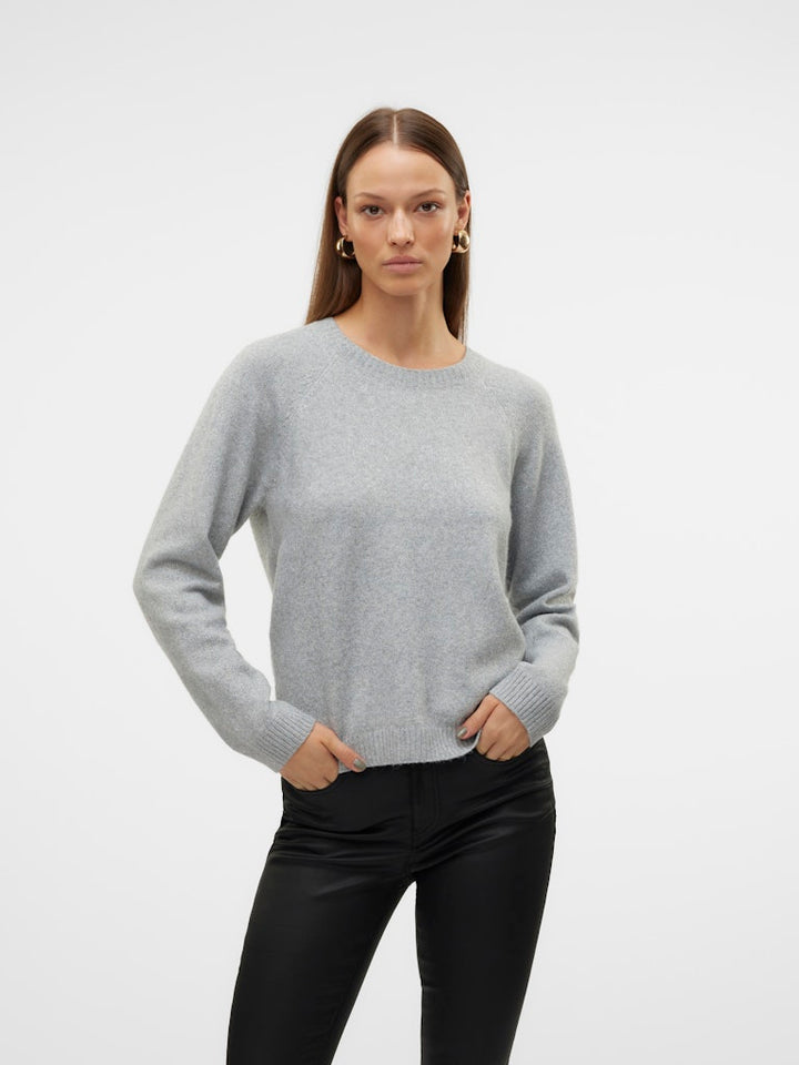 Vmdoffyshine Ls O-neck Blouse Rep Noos - Lichtgrijs