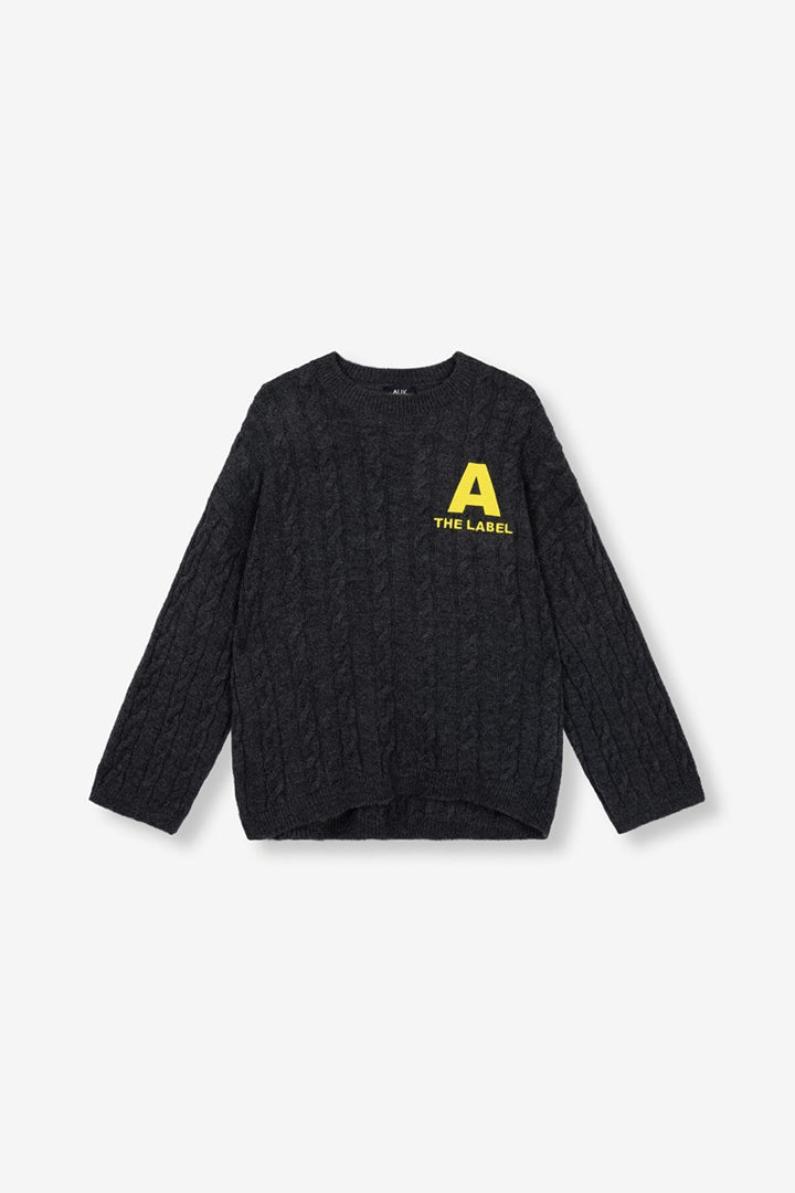 Cropped Cable Jumper - Antraciet