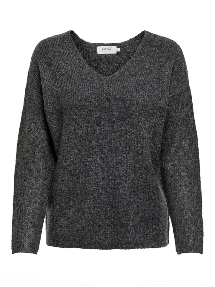 Onlcamilla V-neck L/s Pullover Knt Noos - Antraciet