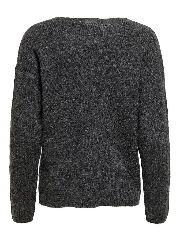 Onlcamilla V-neck L/s Pullover Knt Noos - Antraciet