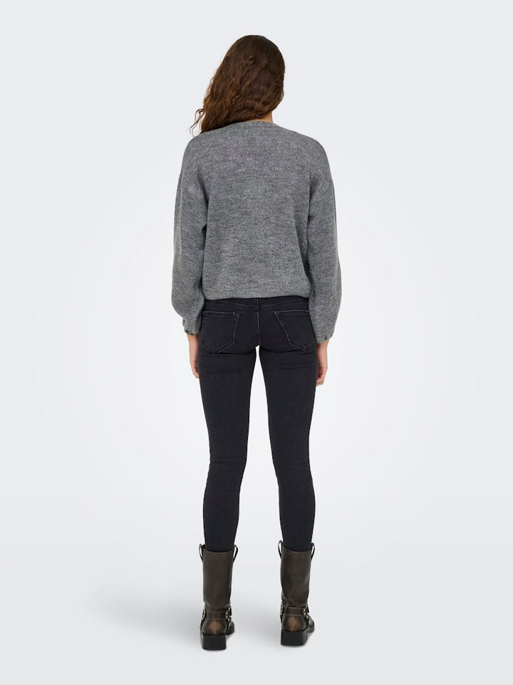 Onldonna Ls Bow V-neck Knt - Grijs Melee