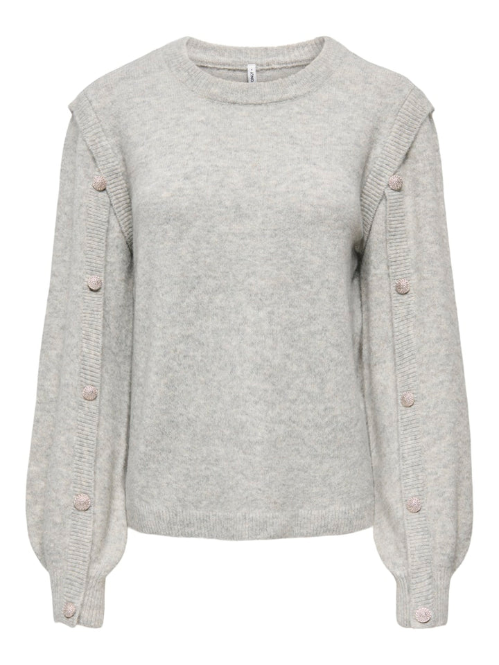 Onlrene Life Ls Button O-neck Cs Knt - Grijs Melee
