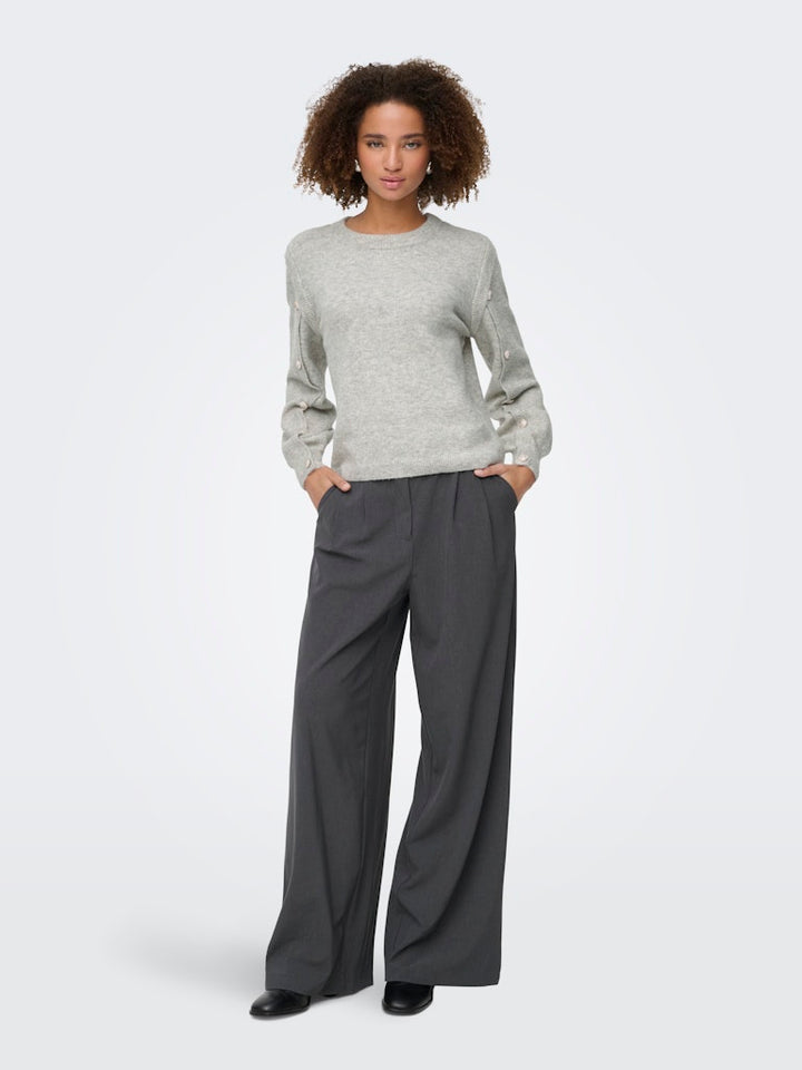 Onlrene Life Ls Button O-neck Cs Knt - Grijs Melee