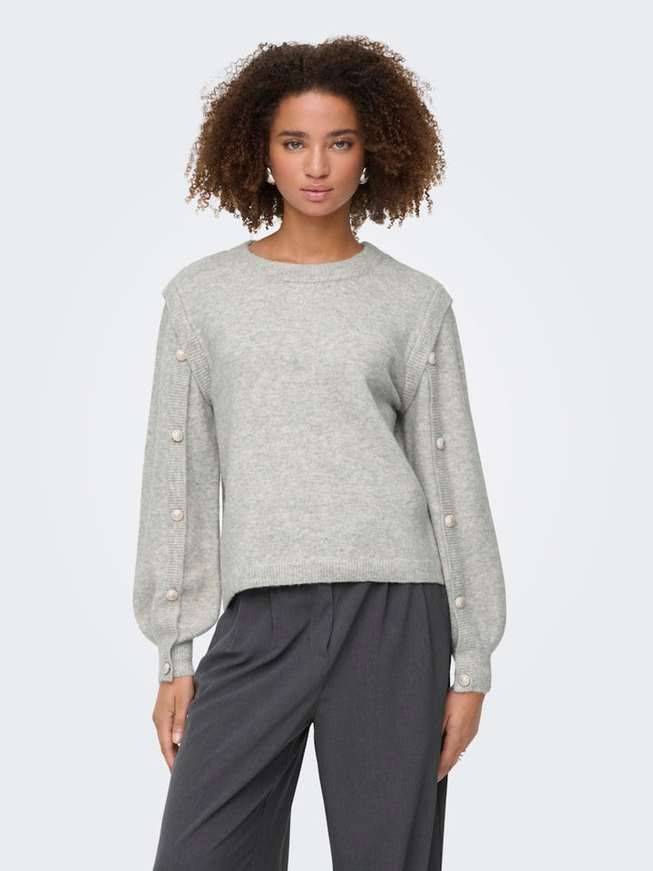 Onlrene Life Ls Button O-neck Cs Knt - Grijs Melee