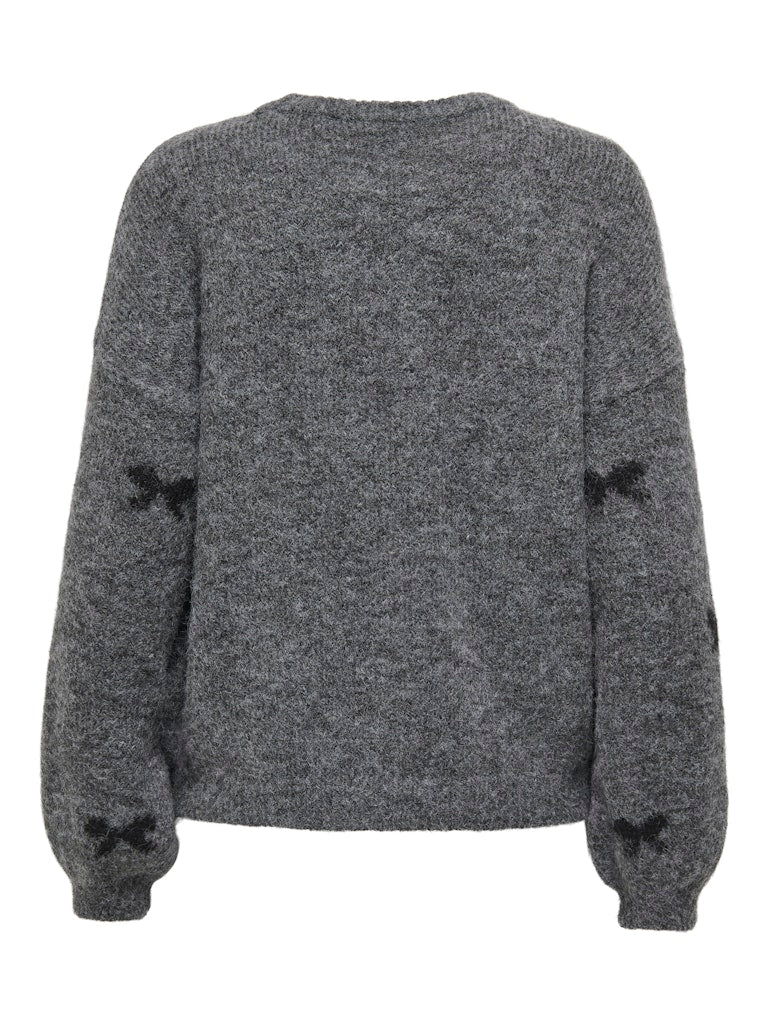 Onlbrunhilda Life Ls Bow O-neck Knt - Grijs Dessin