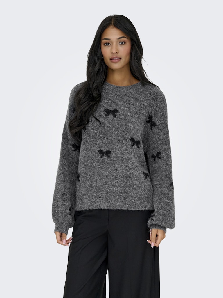 Onlbrunhilda Life Ls Bow O-neck Knt - Grijs Dessin