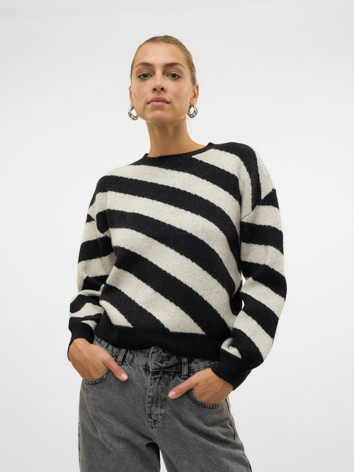 Vmlara Ls O-neck Pullover Boo Rep - Zwart Dessin